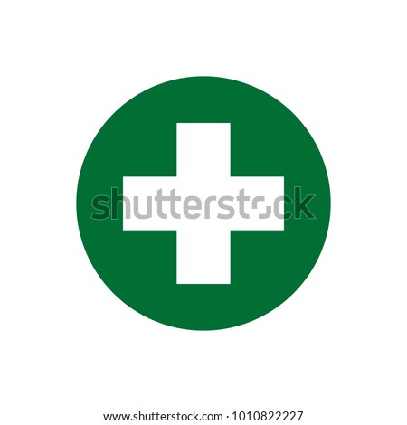First aid sign. Medical and pharmacy cross vector icon. Cannabis symbol. Royalty-Free Stock Photo #1010822227
