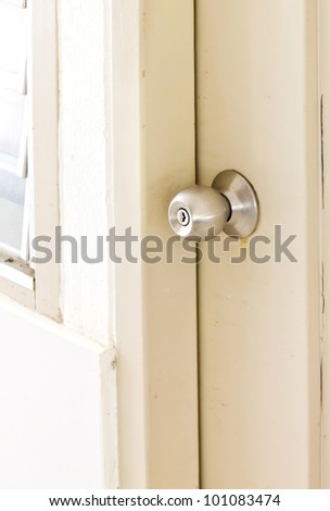 A steel door knob are locked