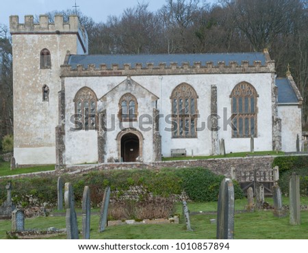 Church above the Village of Selworthy in Rural Somerset, England, UK