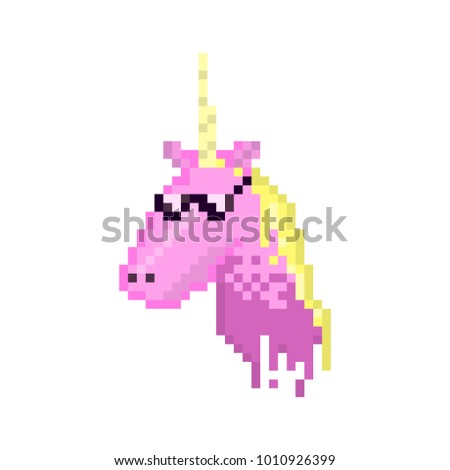 Pixel character unicorn  for games and web sites