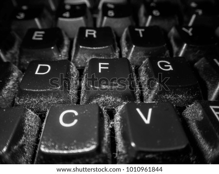 Closeup of dirty computer keyboard