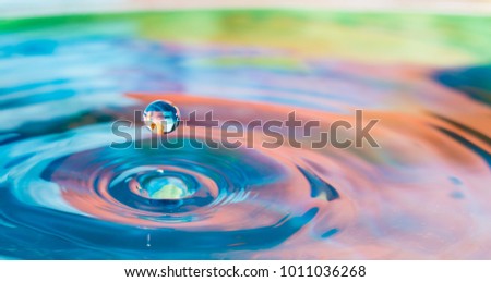 color photo of a water droplet splash front view