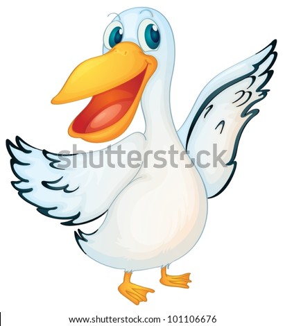 Cute animated pelican on white