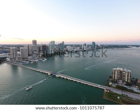 Miami Florida drone photo - Watson Island from the birds eye view - Florida sunsets aerial photo