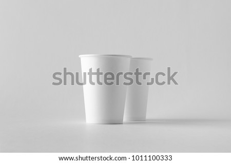12 oz. white coffee paper cup mock-up without lid.
