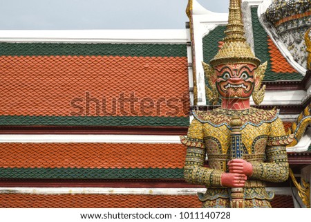 The famous of Giant statue in Grand palace and wat phra kaew Temple at Bangkok Thailand