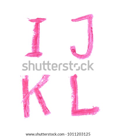 Set of abc latin letter characters written with a wax crayon isolated over the white background Royalty-Free Stock Photo #1011203125