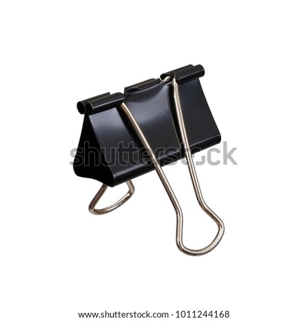 Clamp for papers (binder clips) isolated on white background in various angles
