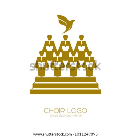 Music logo. Christian symbols. The Church of God sings to Jesus Christ a song of glory