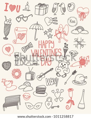 Happy valentine day doodle colection