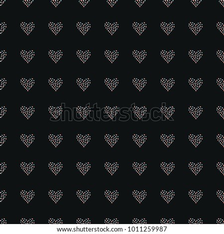 Seamless Heart Pattern on dark. Hand Drawn Design. Great for wall art design, gift paper, wrapping, fabric, textile, etc. Vector Illustration