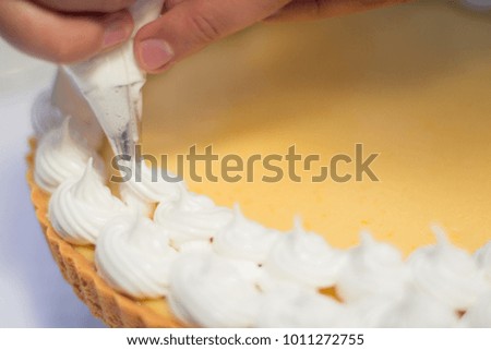 Lemon pie cake with meringue