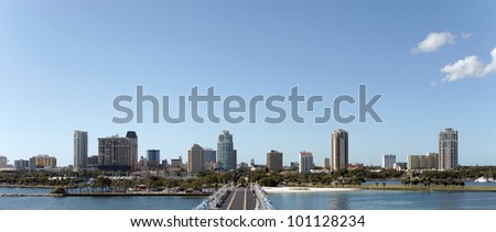A panoramic view of the skyline of St. Petersburg, Florida.