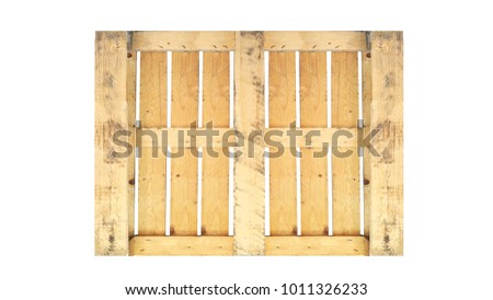 back of wood pallet on white background in top view