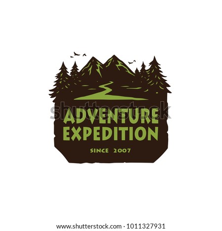 Camping Mountain Adventure Logo, Emblems, and Badges. Camp in Forest Vector Illustration Design Template Royalty-Free Stock Photo #1011327931