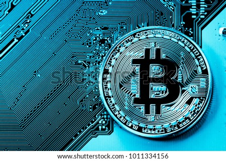 Abstract,Golden Bitcoin money on computer.