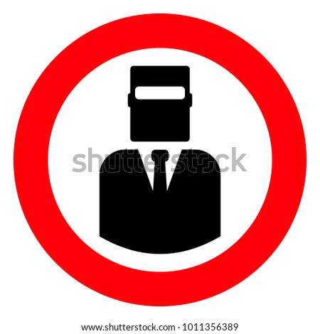 Red round sign, man in the welder mask, vector