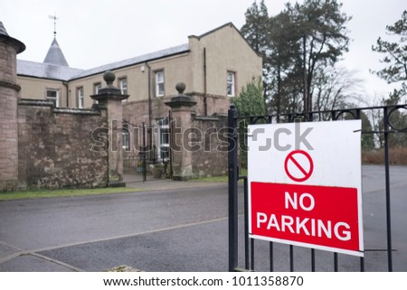 No Parking Sign in Private Residential Residents Car Park at House Building