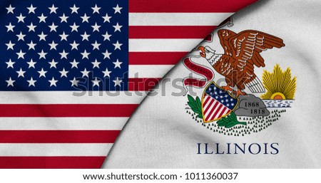 Flag of USA and Illinois state (USA)