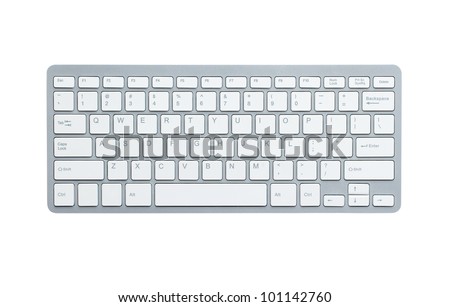 Modern aluminum computer keyboard isolated on white background with cliping path Royalty-Free Stock Photo #101142760
