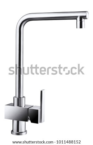 Stainless steel faucet white background
