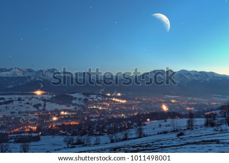 Night view of the mountain town