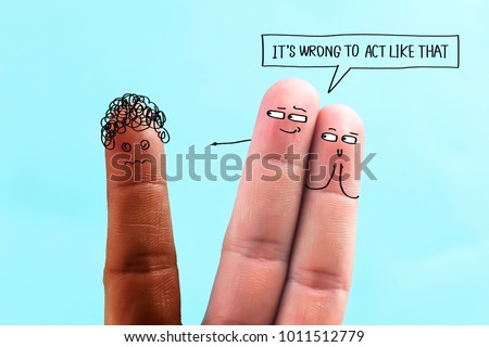 Expression of racial discrimination by drawing expressions with fingers?The act of racism is wrong