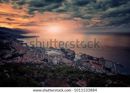 Monaco sunrise viewed from La Turbie
