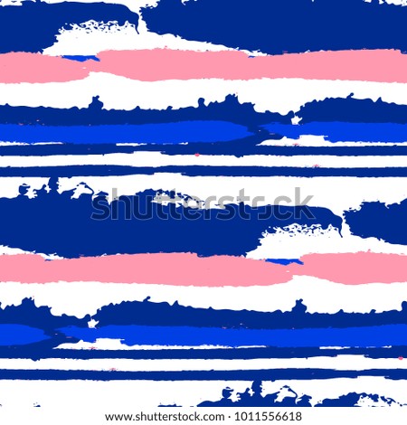Seamless Background with Stripes Painted Lines. Texture with Horizontal Brush Strokes. Scribbled Grunge Pattern for Sportswear, Fabric, Cloth. Trendy Vector Background with Stripes