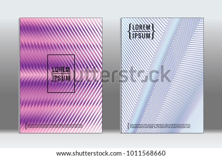 Vector graphic geometric covers with minimalistic pattern for templates, layouts, posters, brochures, catalogs, flyers. Set of placards with minimalistic geometry elements. Design template with lines 