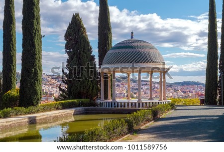 Historical Gazebo, Conception garden, jardin la concepcion in Malaga, Spain Royalty-Free Stock Photo #1011589756