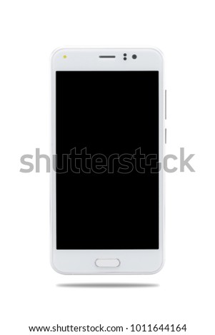 white color smartphone isolated on white background