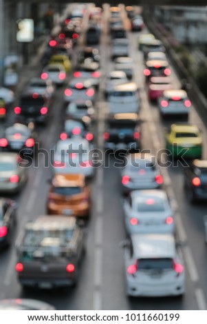 Abstract background blur of traffic jam rush hour in big city business
