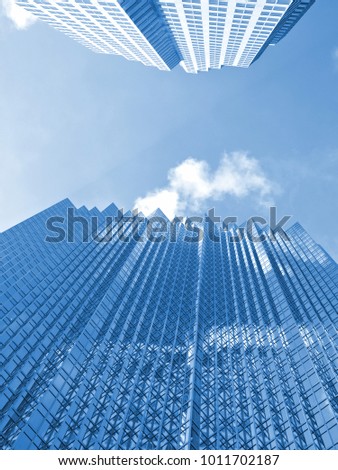 Toronto city center skyscraper buildings landmarks corporation Ontario Canada blue