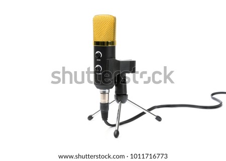 Retro microphone with stand isolated on white background