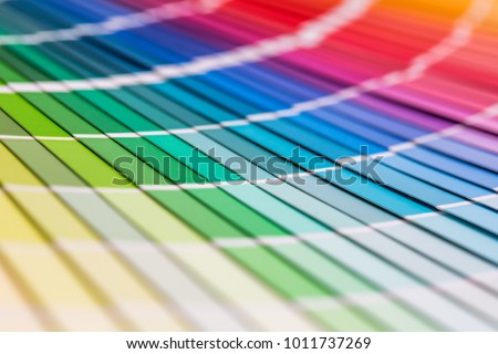 Colour swatches book. Rainbow sample colors catalogue. Royalty-Free Stock Photo #1011737269