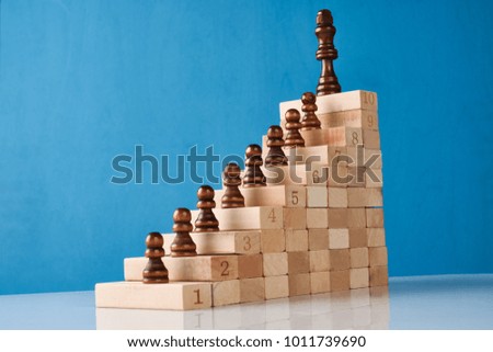 Wooden chess with wood stair