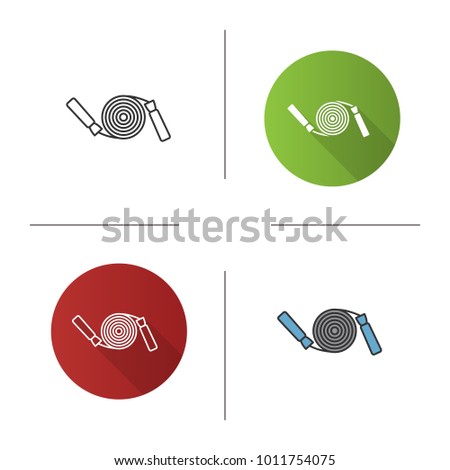 Jump rope icon. Flat design, linear and color styles. Skipping rope. Isolated vector illustrations