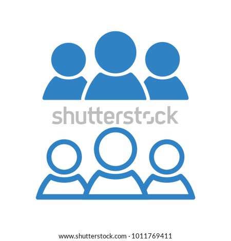 People icon. Blue silhouette, flat and outline design. Vector illustration