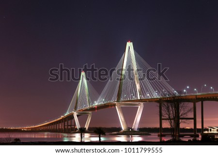 cooper river bridge at night