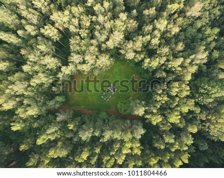 Europos Parkas in Lithuania aerial photo - Aerial green Lithuanian landscape drone photography