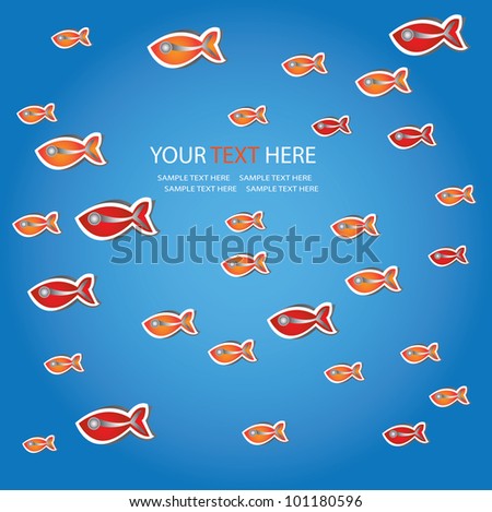 Many fish on water background,Vector