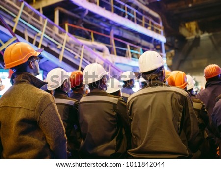 Strike of workers in heavy industry. Royalty-Free Stock Photo #1011842044