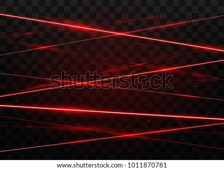 Abstract red laser beams. Isolated on transparent black background. Vector illustration, eps 10. Royalty-Free Stock Photo #1011870781