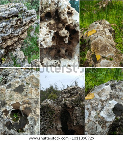 Textured stones, group of images