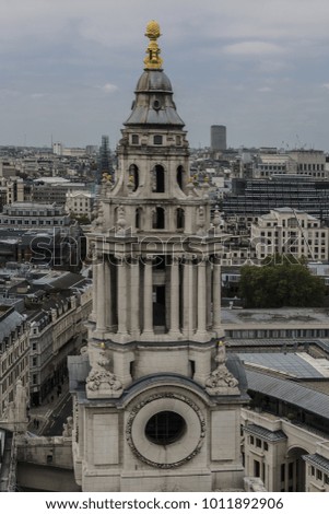 Aerial View of London from St. Paul Cathedral, London, UK.