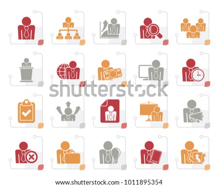 Stylized human resource and business icons - vector icon set