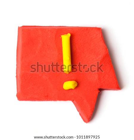 Plasticine red speech bubble. Modeling clay handmade talk cloud isolated on white background.