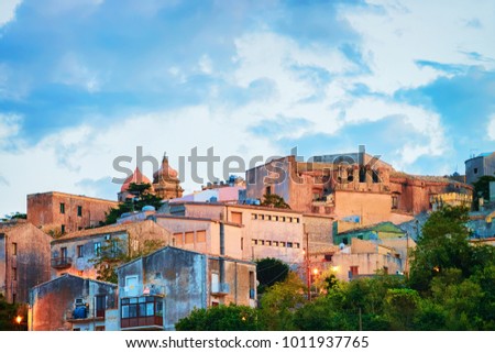 Cityscape in Erice old town on the mountain, Sicily island, Italy Royalty-Free Stock Photo #1011937765