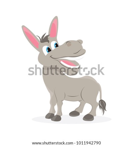 Vector illustration of donkey cartoon animal. Cute illustration character for child game.